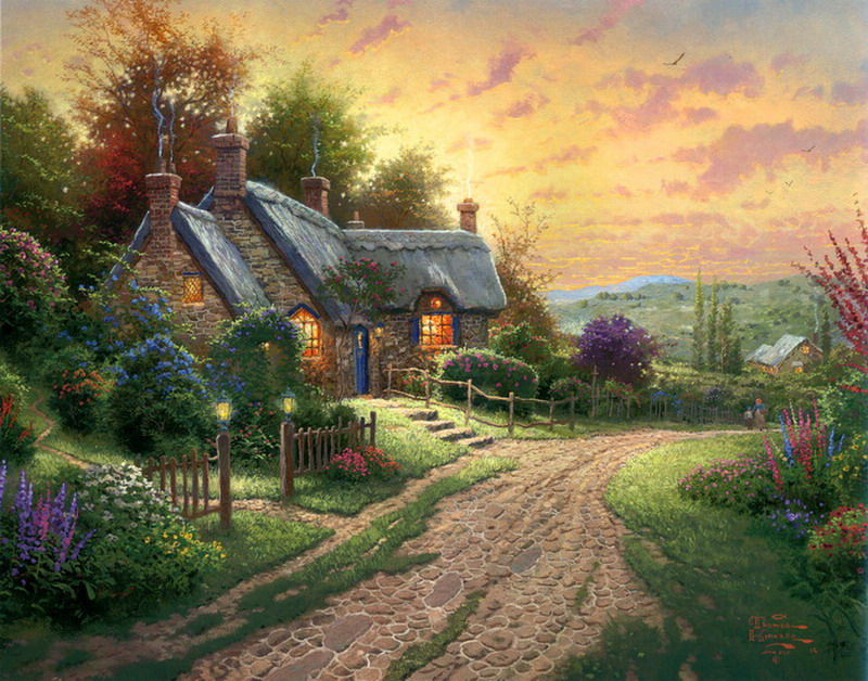 Modern Thomas Kinkade Landscape oil painting TK084