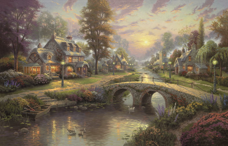 Modern Thomas Kinkade Landscape oil painting TK087