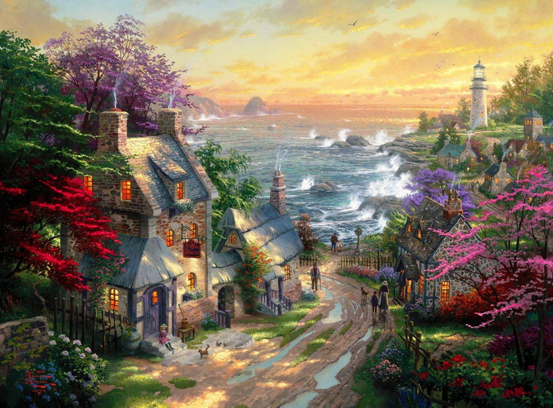 Modern Thomas Kinkade Landscape oil painting TK091