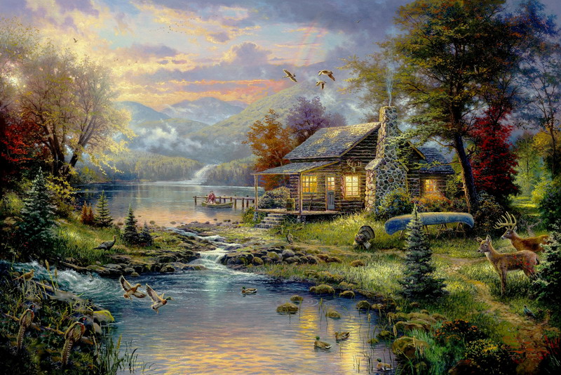 Modern Thomas Kinkade Landscape oil painting TK099