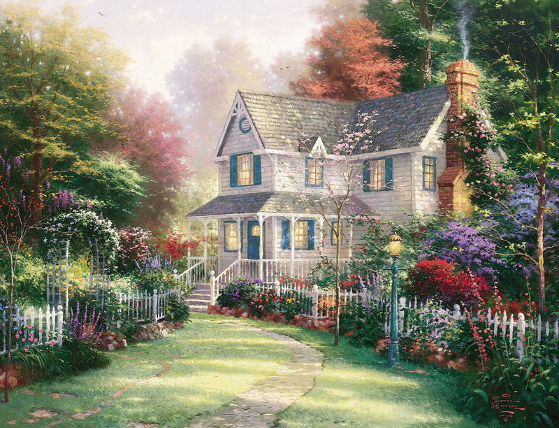 Modern Thomas Kinkade Landscape oil painting TK103