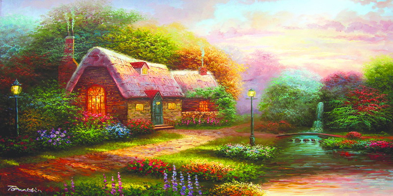 Modern Thomas Kinkade Landscape oil painting TK108