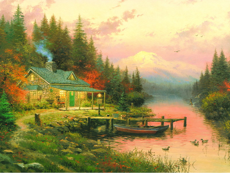 Modern Thomas Kinkade Landscape oil painting TK115