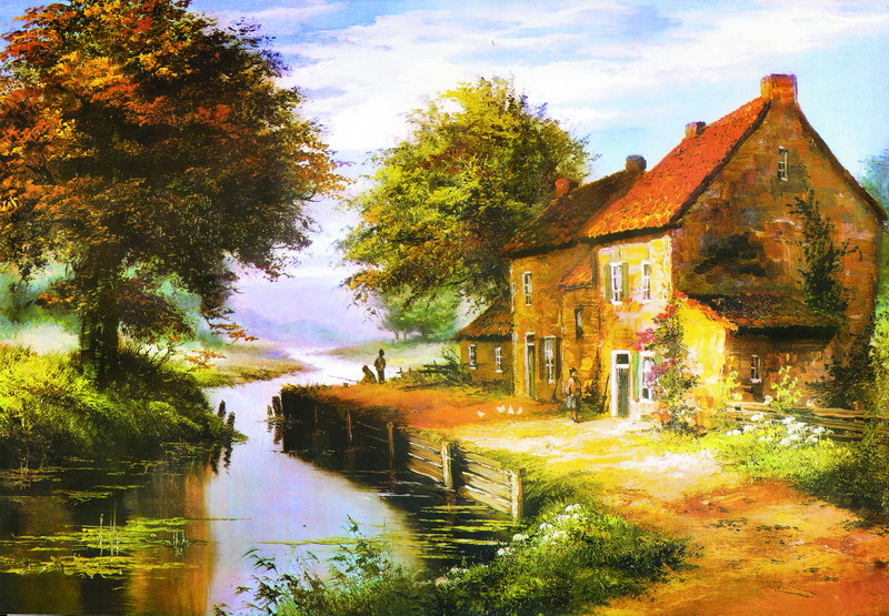 Modern Thomas Kinkade Landscape oil painting TK118