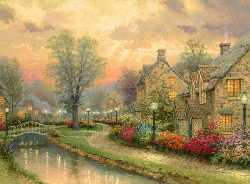 Modern Thomas Kinkade Landscape oil painting TK121