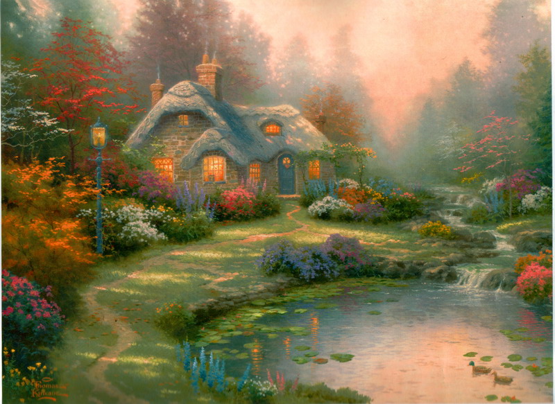 Modern Thomas Kinkade Landscape oil painting TK123