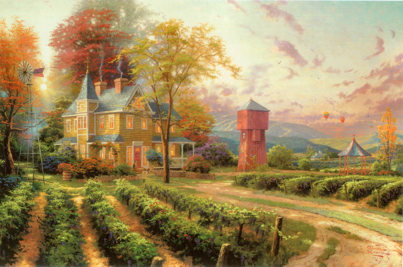 Modern Thomas Kinkade Landscape oil painting TK125