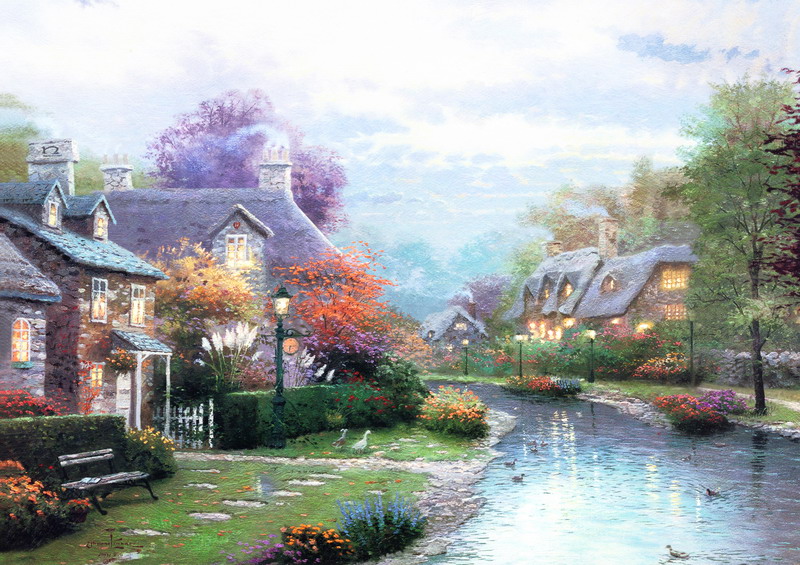 Modern Thomas Kinkade Landscape oil painting TK126