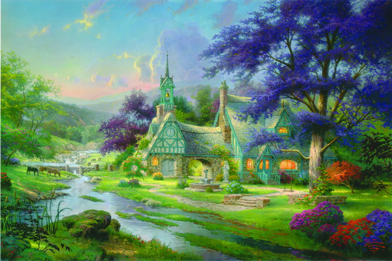 Modern Thomas Kinkade Landscape oil painting TK128