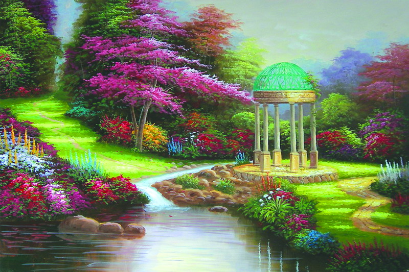 Modern Thomas Kinkade Landscape oil painting TK129