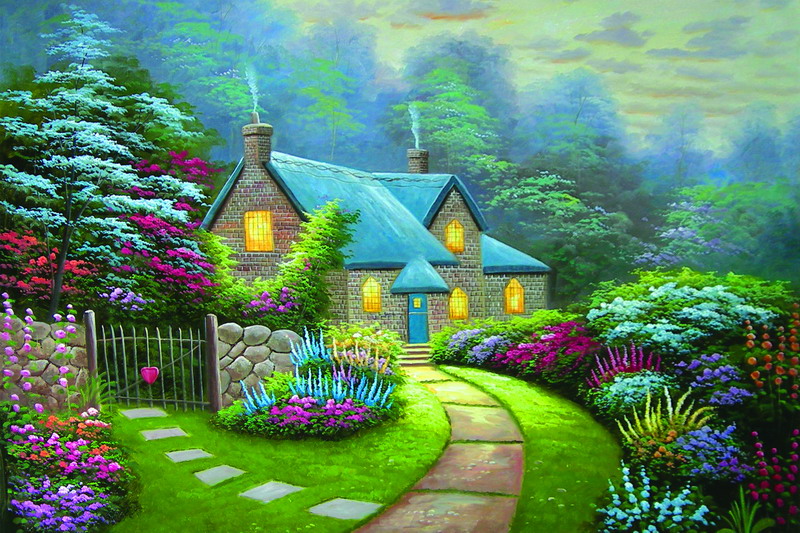 Modern Thomas Kinkade Landscape oil painting TK130