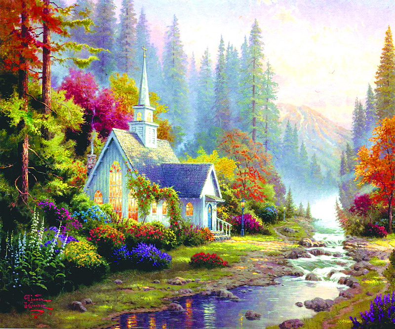 Modern Thomas Kinkade Landscape oil painting TK134