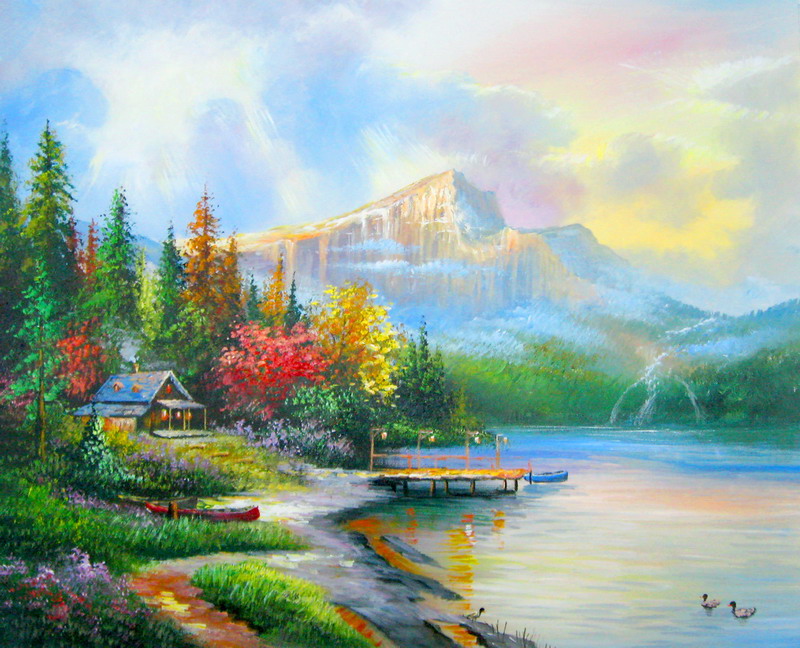 Modern Thomas Kinkade Landscape oil painting TK135