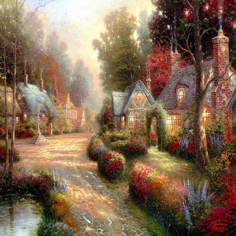 Modern Thomas Kinkade Landscape oil painting TK146