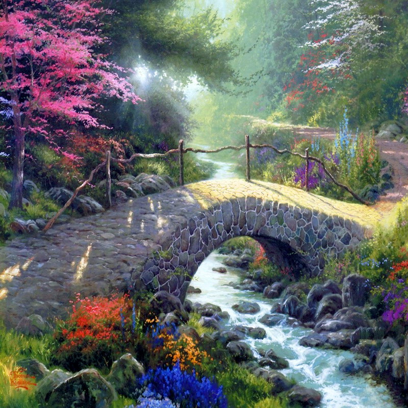 Modern Thomas Kinkade Landscape oil painting TK147