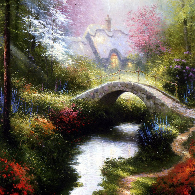 Modern Thomas Kinkade Landscape oil painting TK150