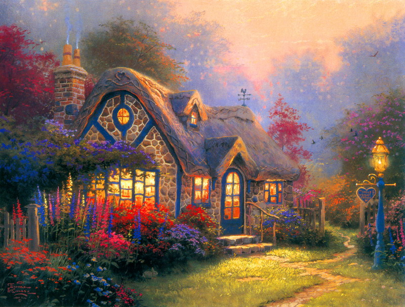 Modern Thomas Kinkade Landscape oil painting TK152