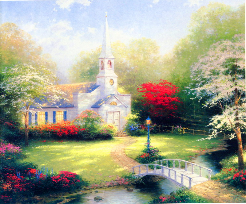 Modern Thomas Kinkade Landscape oil painting TK156